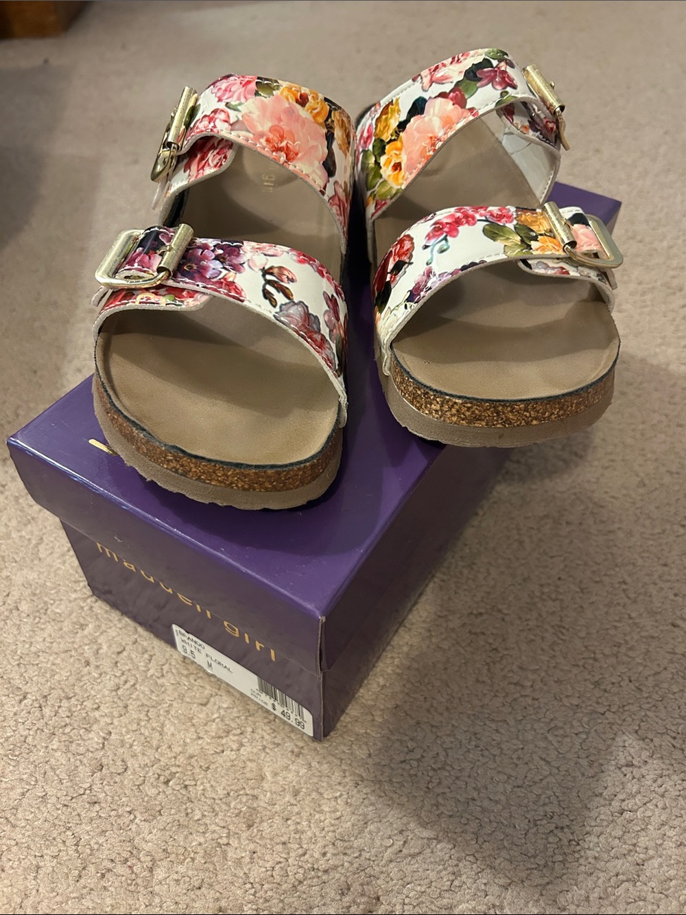 Madden Girl Floral Double-Buckle Sandals - White Multicolor